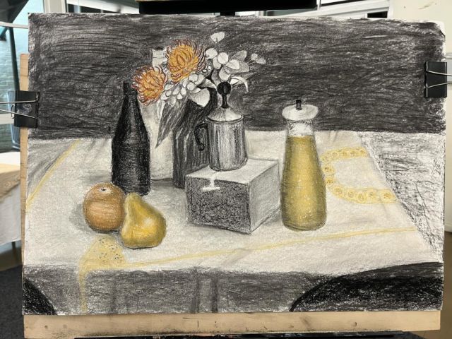 Great work from Sundays workshop Introduction to drawing working with charcoal and chalk pastel. Next Sunday workshop Introduction to painting still life at Annandale. #artclasssydney #drawingclass #adultartclass #weekendworkshop